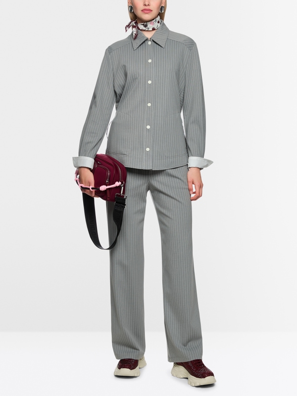 Striped shirt jacket