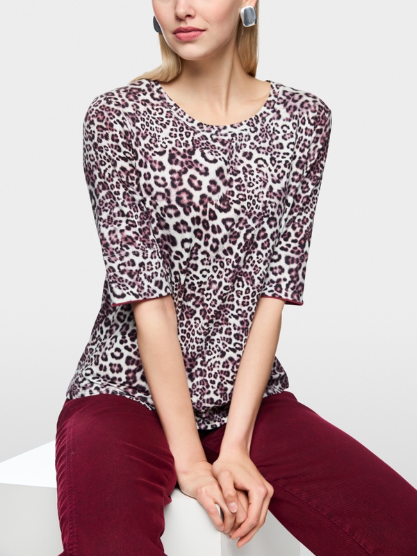 Ribbed shirt with leopard print