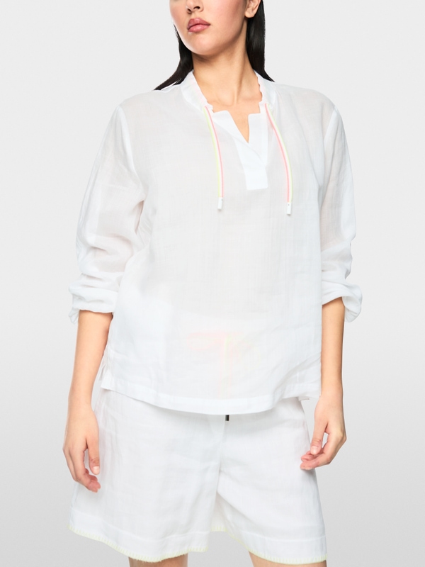 Long-sleeved blouse in ramie