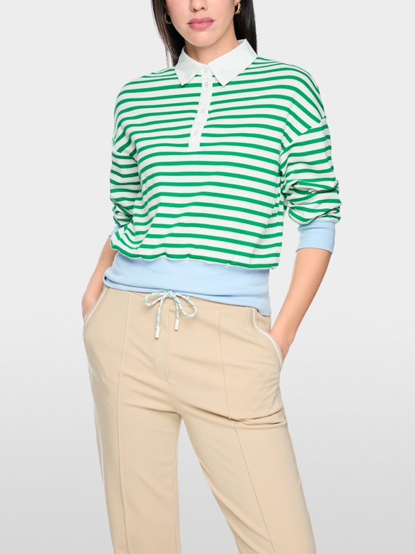Striped polo shirt in stretch cotton