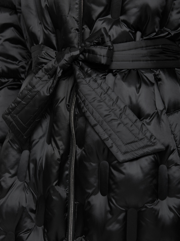 Padded coat with waist belt