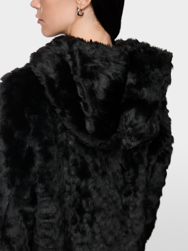 Faux fur hooded coat