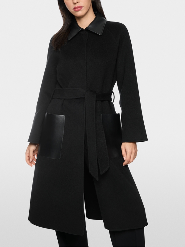 Short coat with leather details