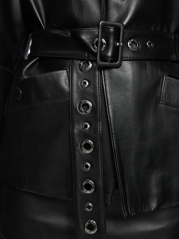 Cropped leather jacket