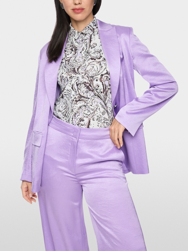 Satin blazer with silver button