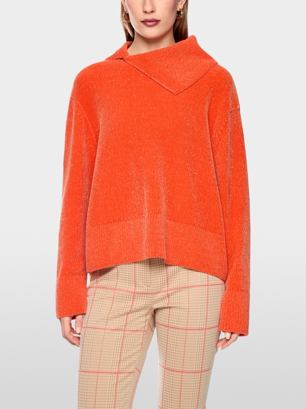 Chenille yarn turtleneck jumper