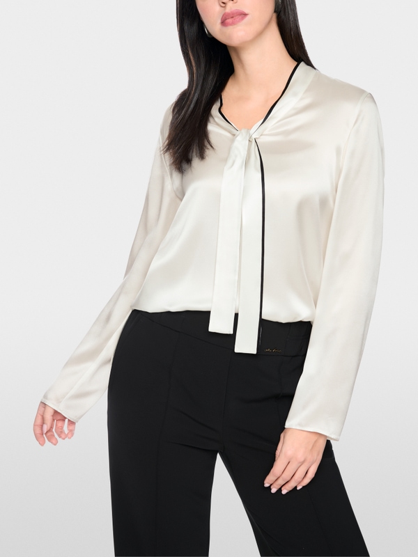 Silk-blend bow blouse