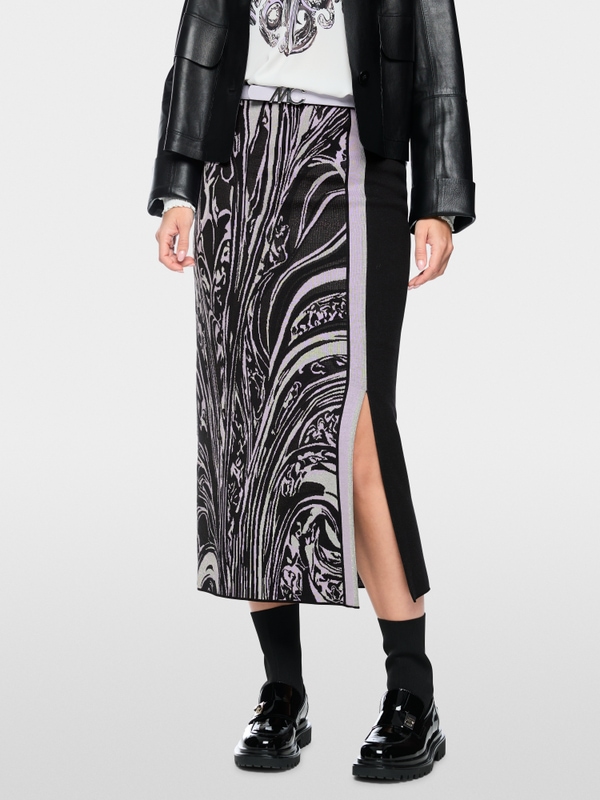 ‘Knitted in Germany’ long midi skirt
