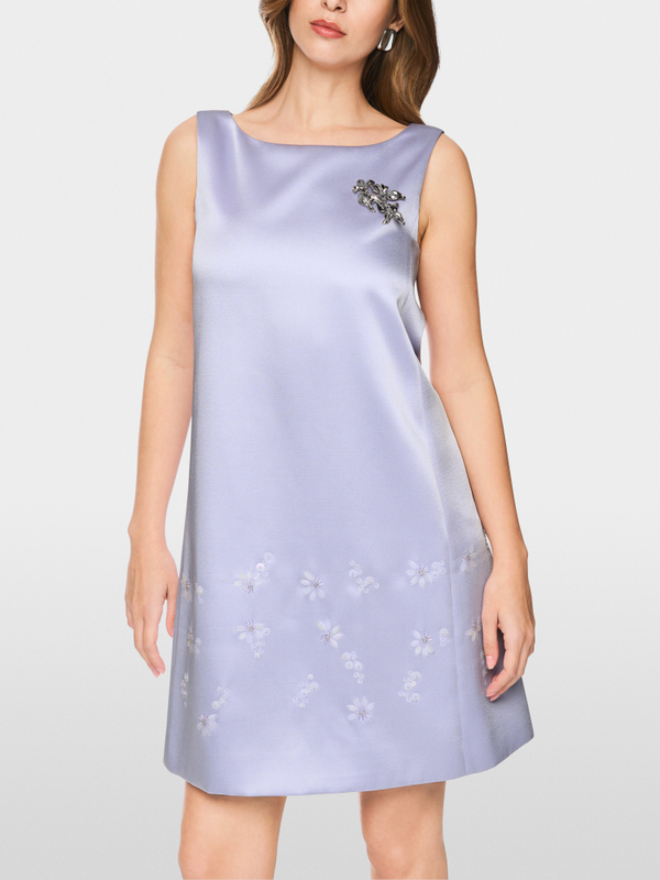 Satin dress with sequin trim