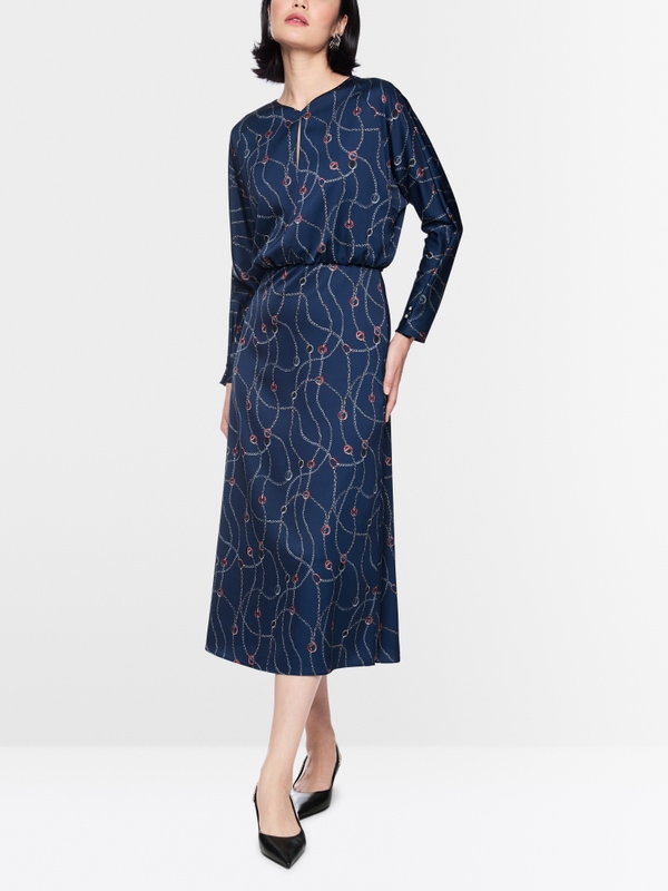 Midi dress with chain print