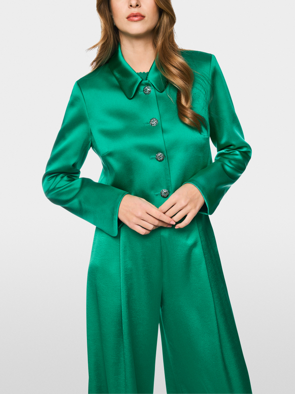 Satin jacket with rhinestone buttons