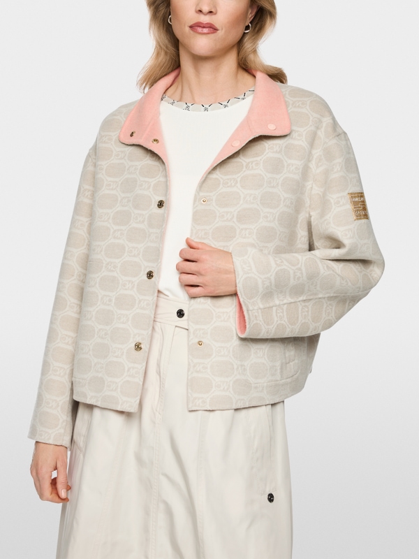 Veste réversible en laine mélangée avec imprimé logo en chaîne