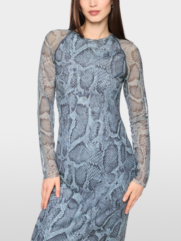 Mesh dress with animal print