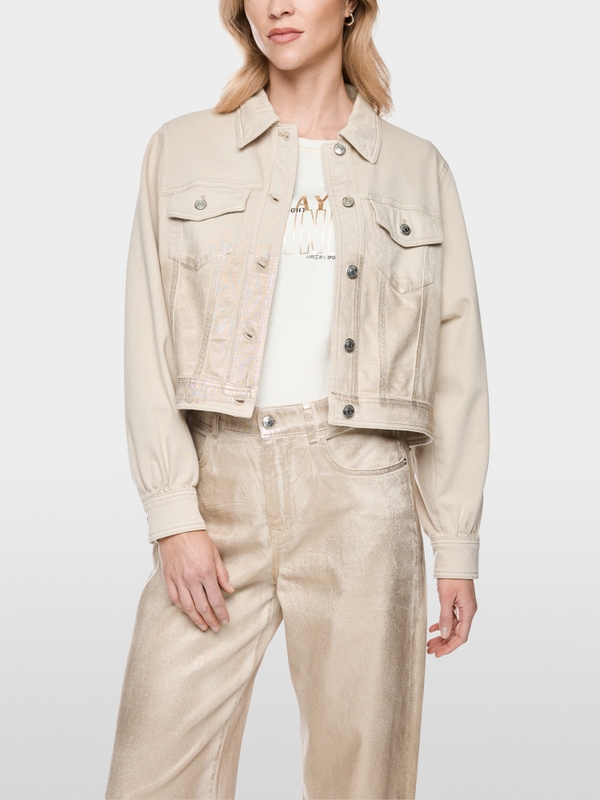 Veste en denim avec finitions dorées