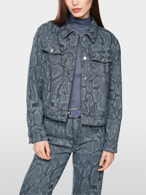 Denim jacket with animal print