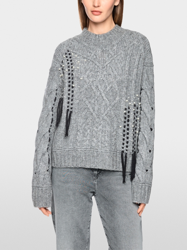 Cable-knit jumper with details