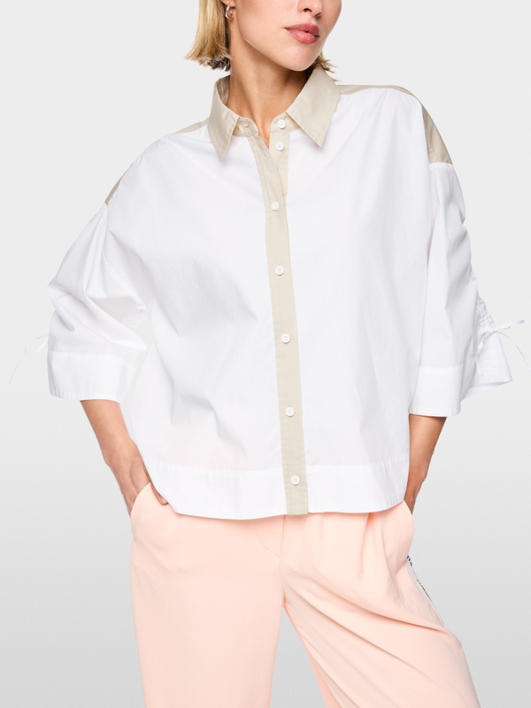 Blouse courte en coton avec détails contrastés