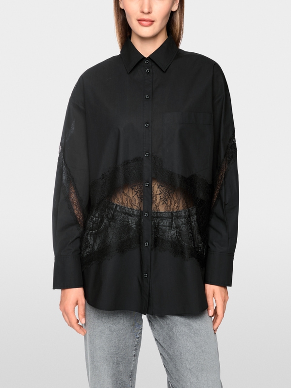 Blouse with lace inserts