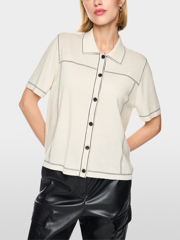 Polo en maille fine mélange laine