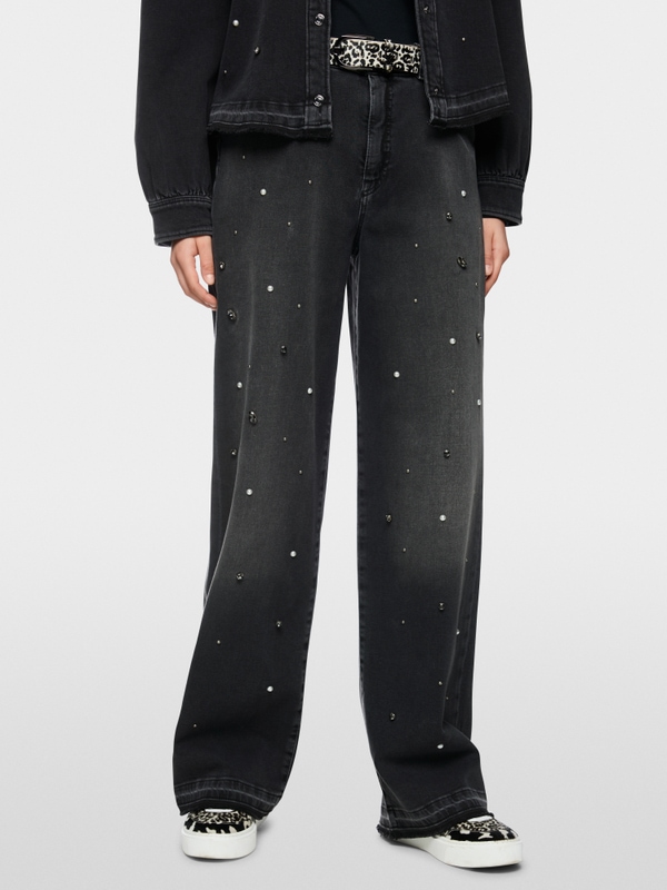 RUMA jeans with rhinestone trim