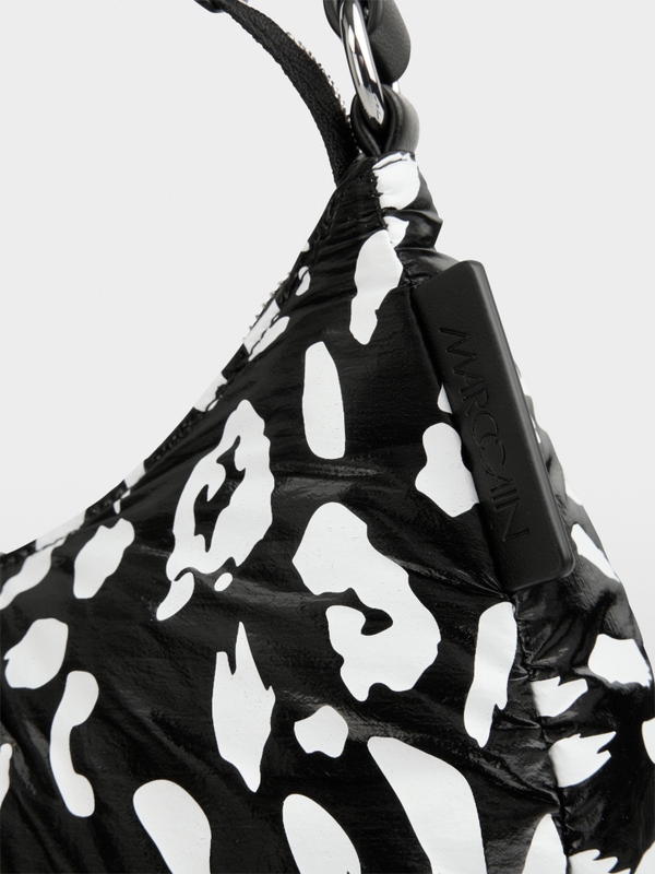 Nylon hobo bag with leopard print
