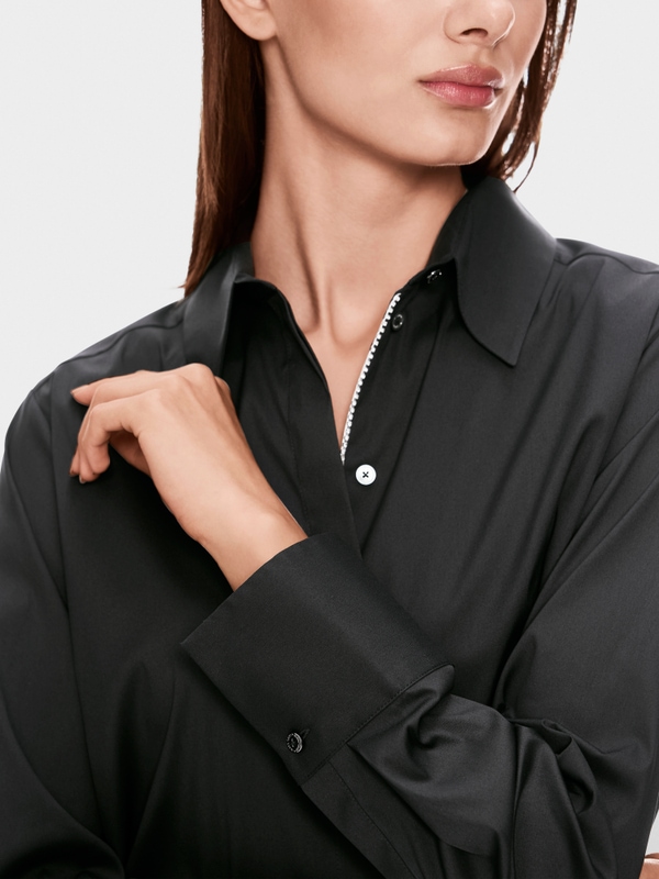 Stretchkatoenen overhemdblouse