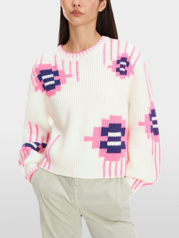 Pullover mit platziertem Knit-Jag-Muster
