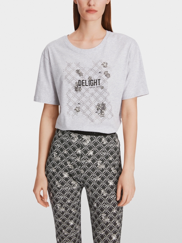Cotton T-shirt with glitter motif