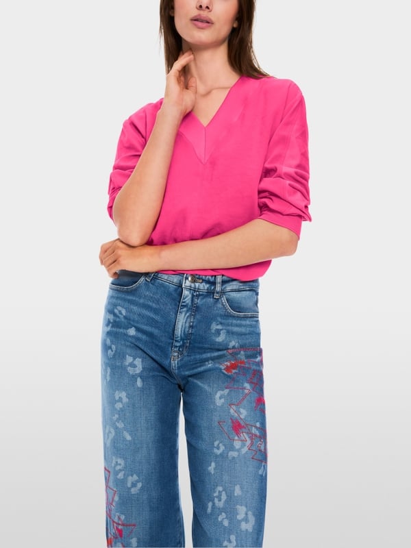 Blouse décontractée en mélange de matières