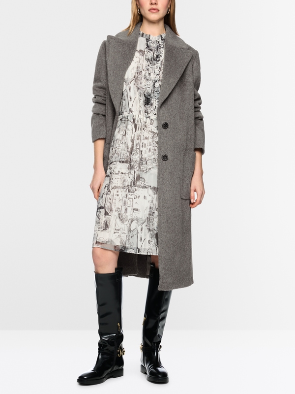 Alpaca wool coat with lapels