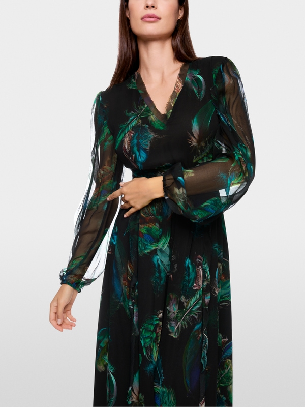 Robe en viscose avec imprimé plumes