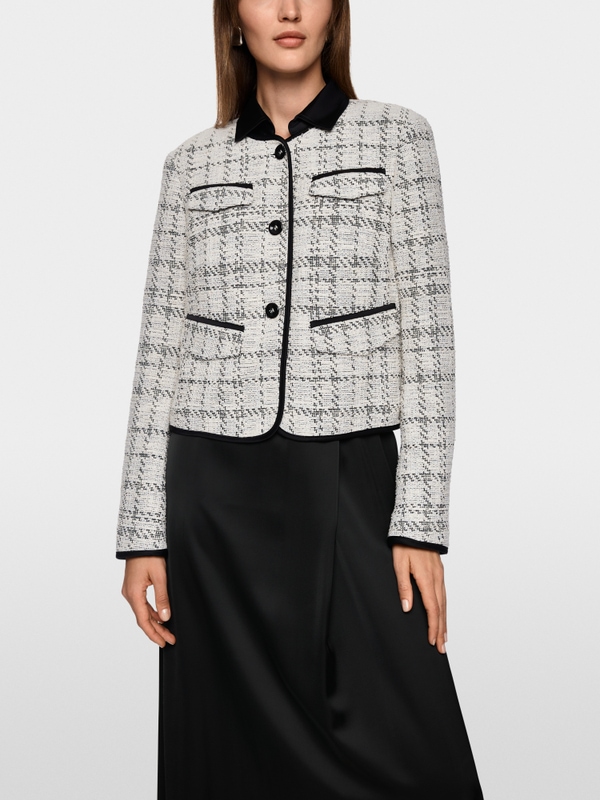 Veste jacquard avec détails contrastés