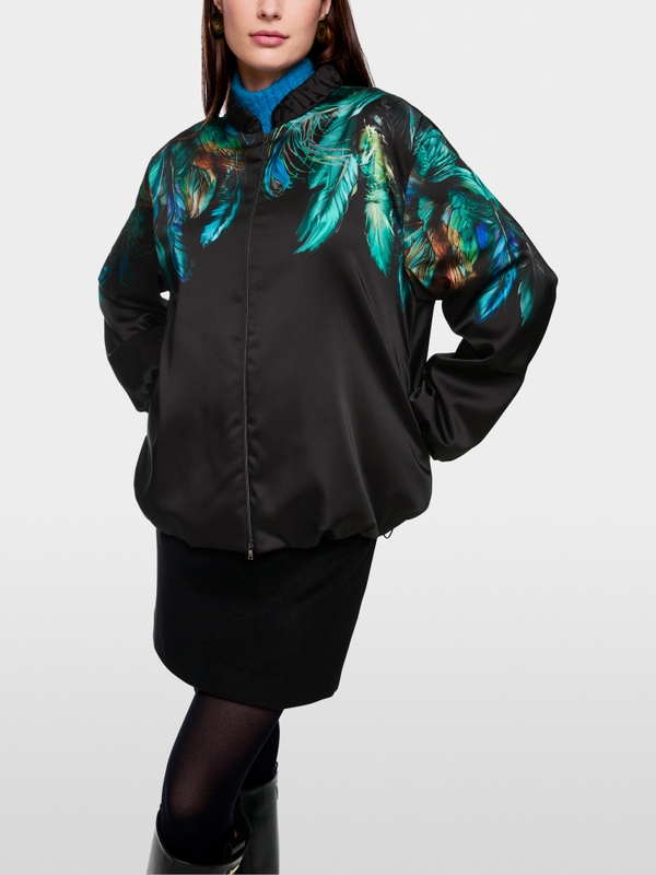 Blouson with feather print