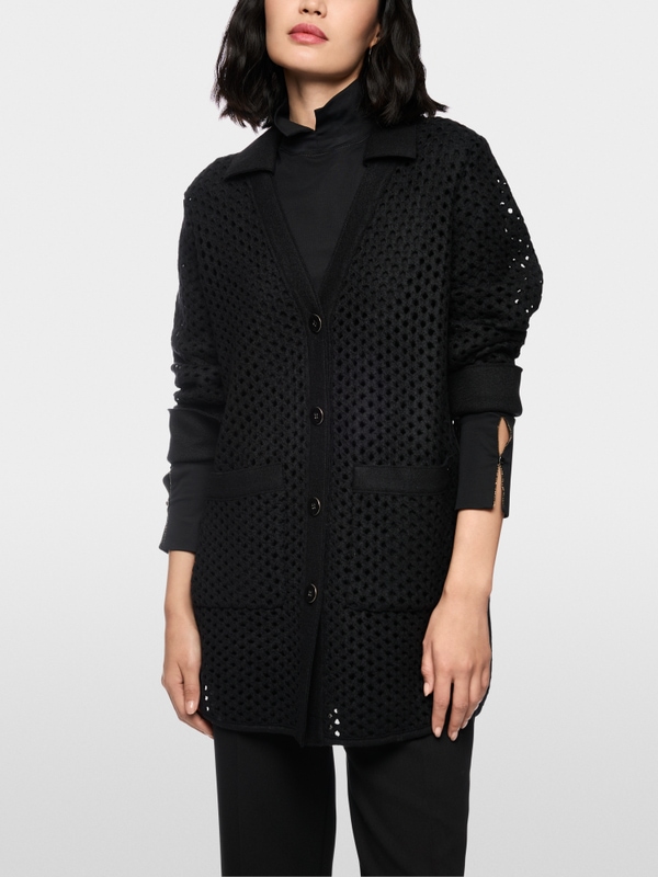 Cardigan met rasterlook, Knitted in Germany