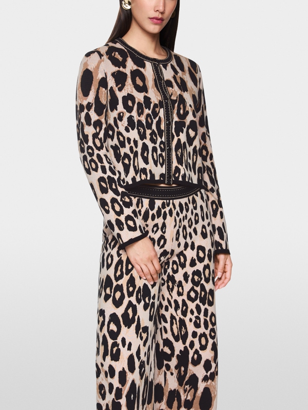 Cardigan cropped imprimé léopard tricoté en Allemagne