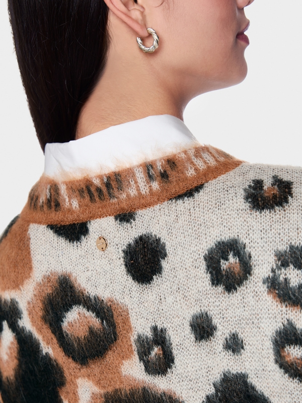 Knitted in Germany leopard print jumper