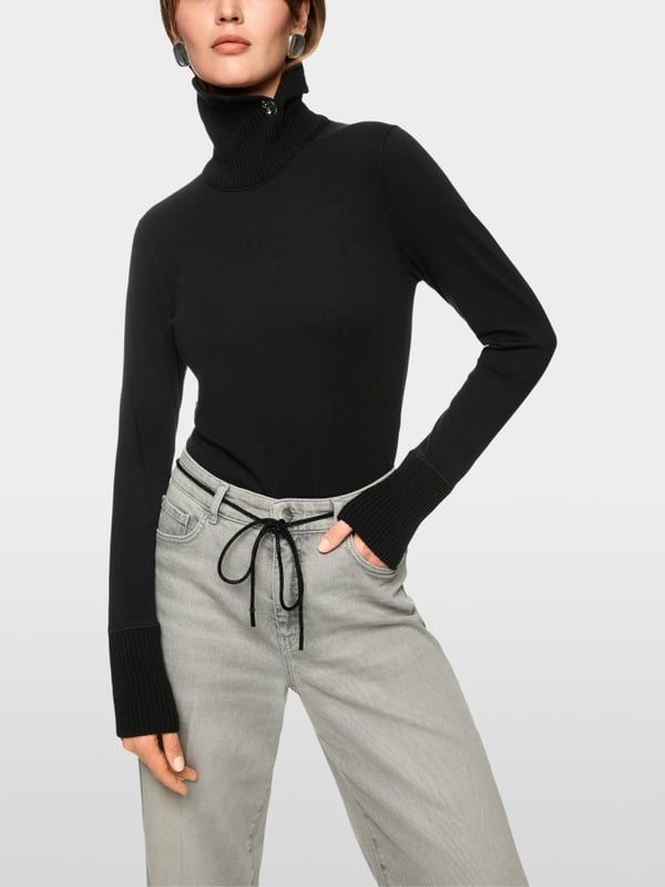 Longsleeve mit gestricktem Kragen