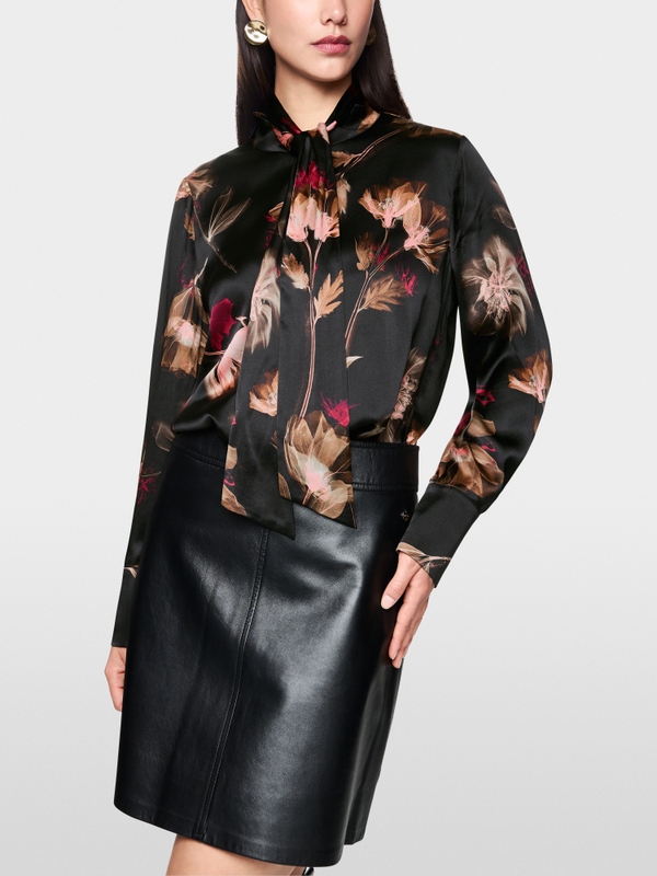 Blouse met strik en bloemenprint
