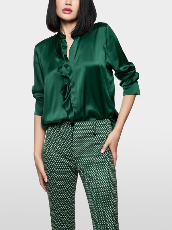 Seidenbluse mit Volant