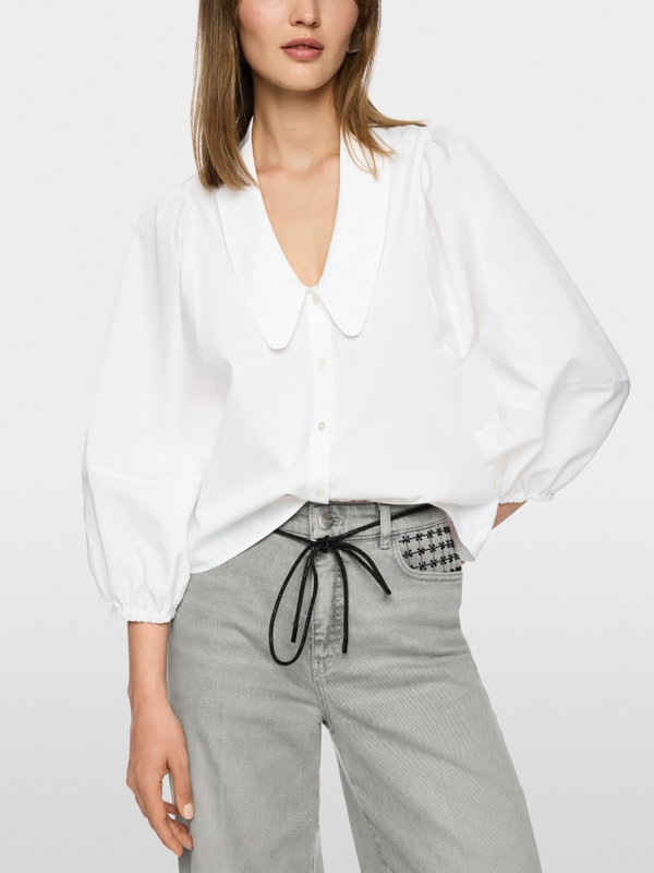 Baumwollbluse mit Volumenärmeln