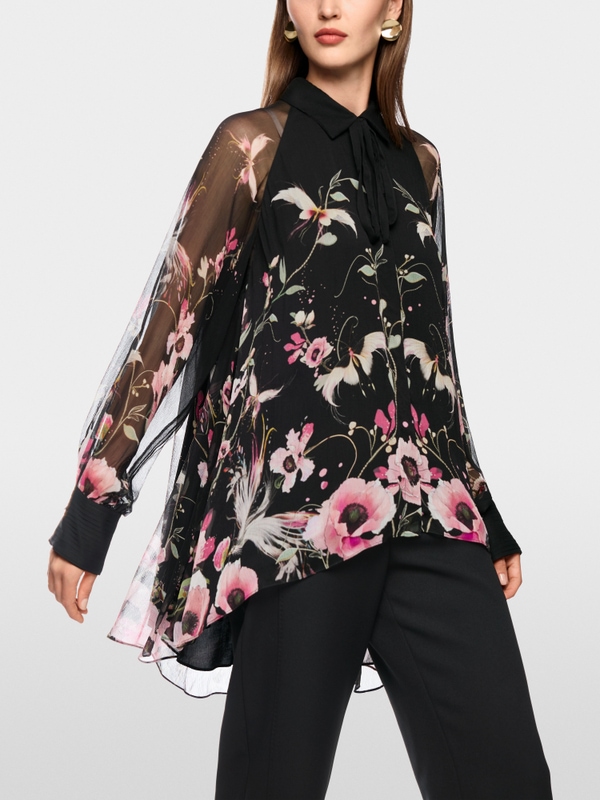 Lange Bluse mit Blumenmuster