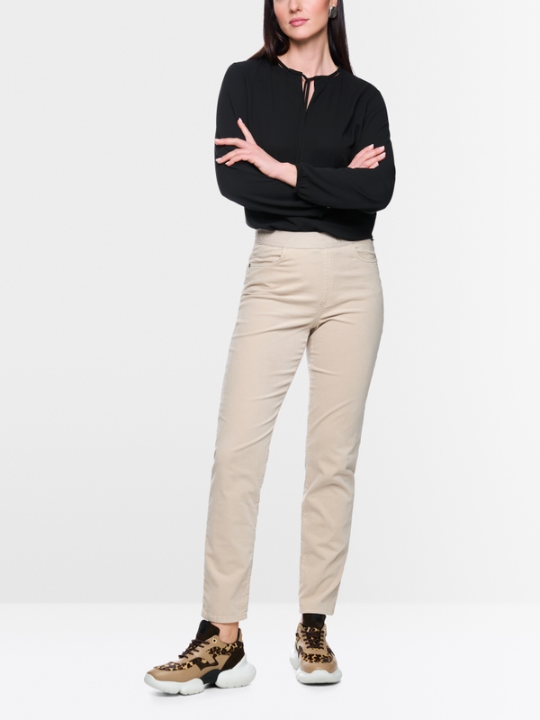 SIENA slim fit velvet pull-on trousers