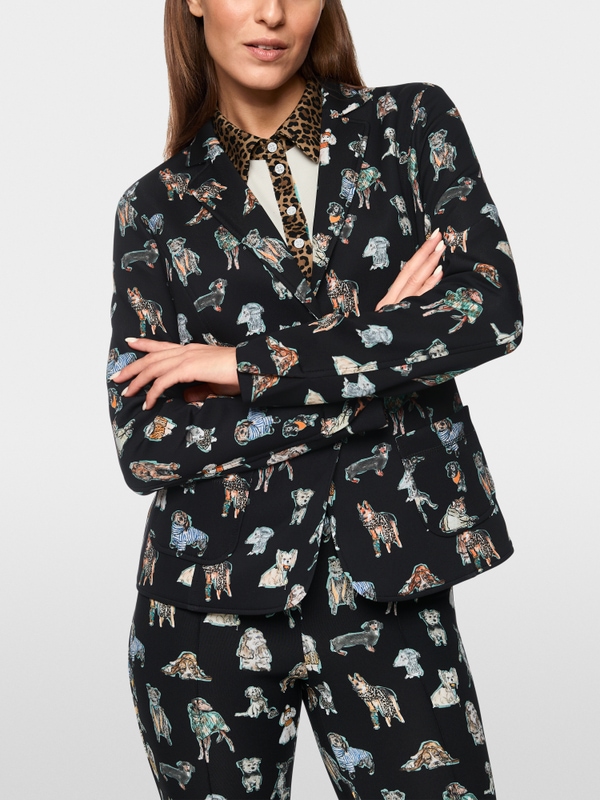 Scuba-blazer met doggy print