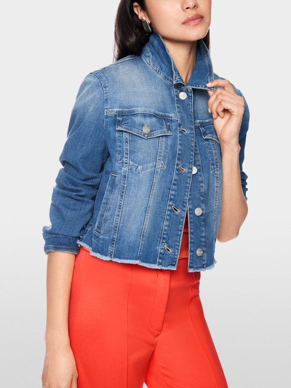 Short denim jacket in stretch cotton