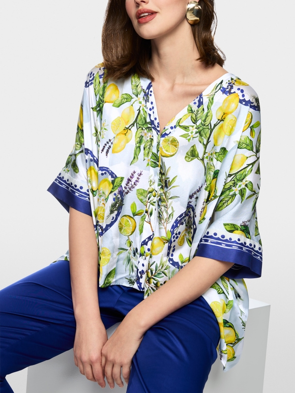 Viscose blouse with Mediterranean print