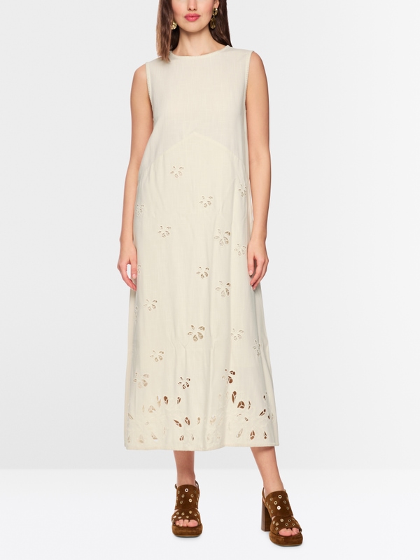 Maxi dress with broderie anglaise