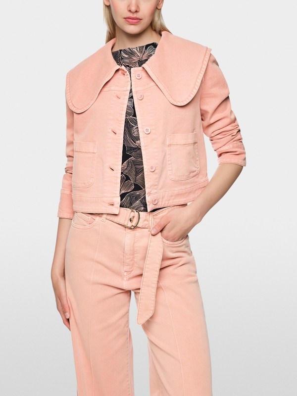 Denim jacket with oversized collar