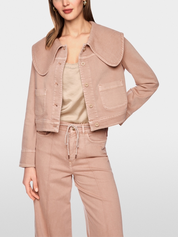 Denim jacket with oversized collar