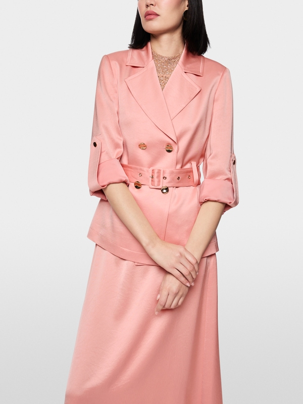 Satin blazer jacket with belt
