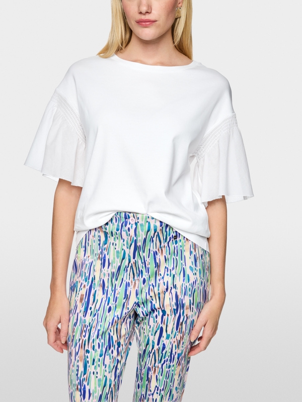 T-shirt en coton stretch avec détails smockés